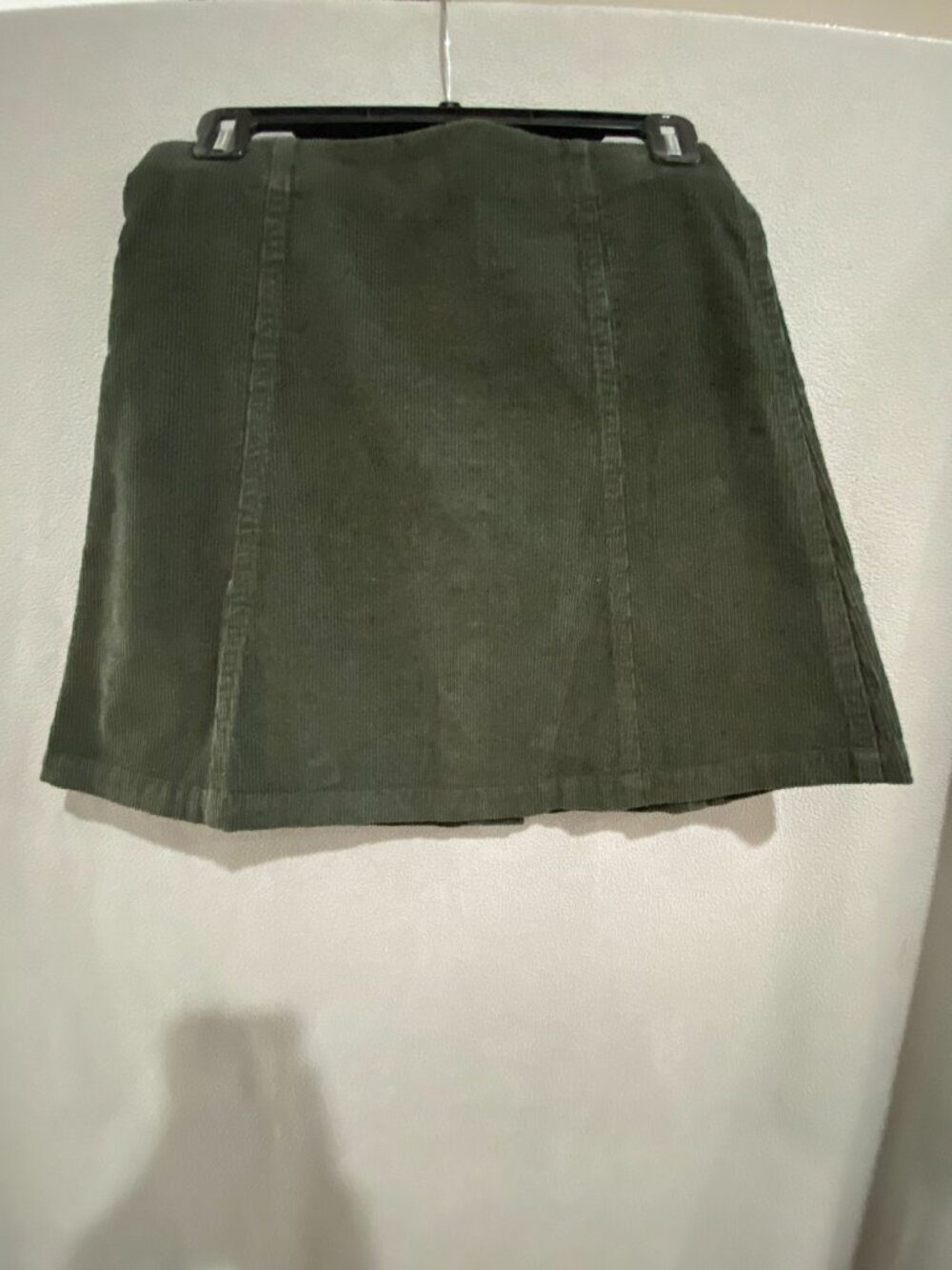 Wishlist Olive Green Corduroy Button Front Mini Skirt Size Sm A-Line High Waist - Picture 2 of 7